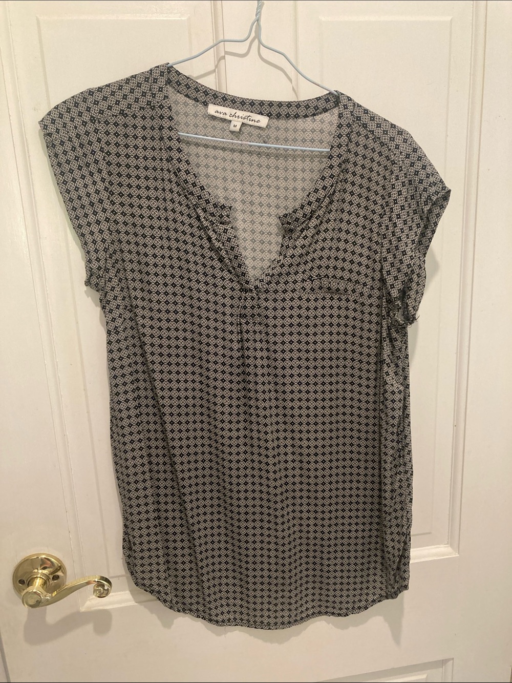 Black & White Printed Cap Sleeve Top